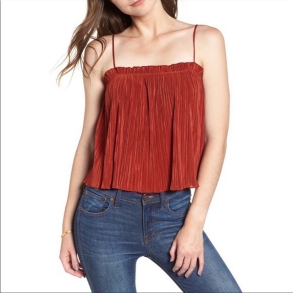 Madewell Nicole Pleated Ruffle Cami in Rust Size XXS - Picture 1 of 8